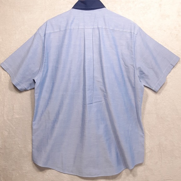 Brooks Brothers 346 Mens Duo Tone Short Sleeve Button Shirt Sz.Large/Light Blue - Picture 5 of 8